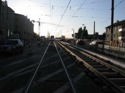 Brückenauffahrt in Beuel: Schienenerneuerung 09.10.09