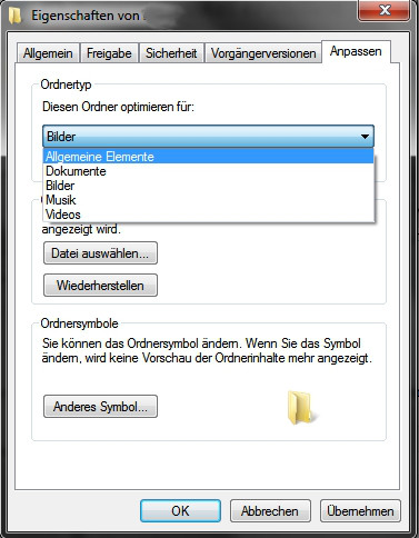 Win 7 - Ordern Anpassen